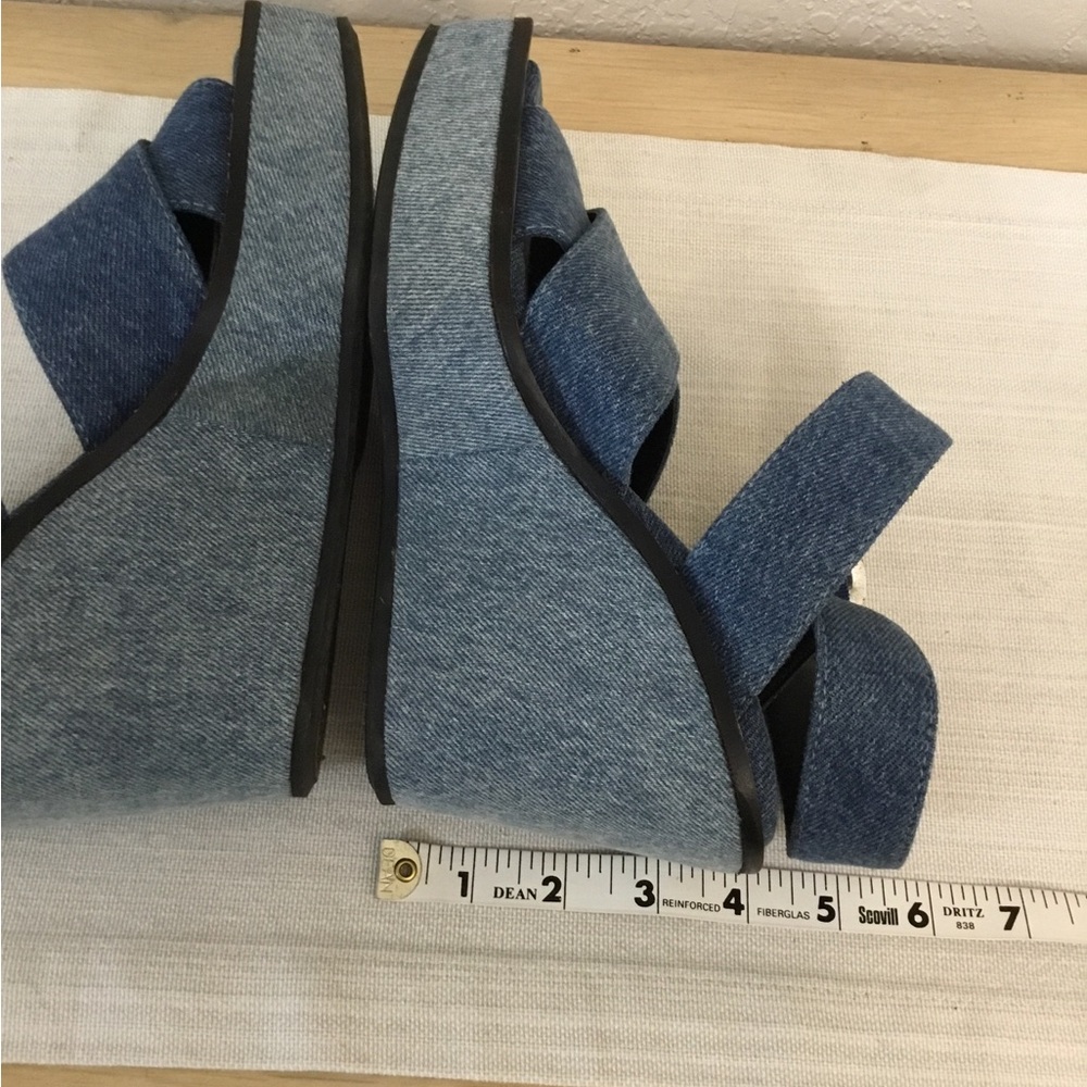 rag & bone Santiago Denim Crisscross Platform Wedge Sandals - Blue Sz.36 - Picture 10 of 11